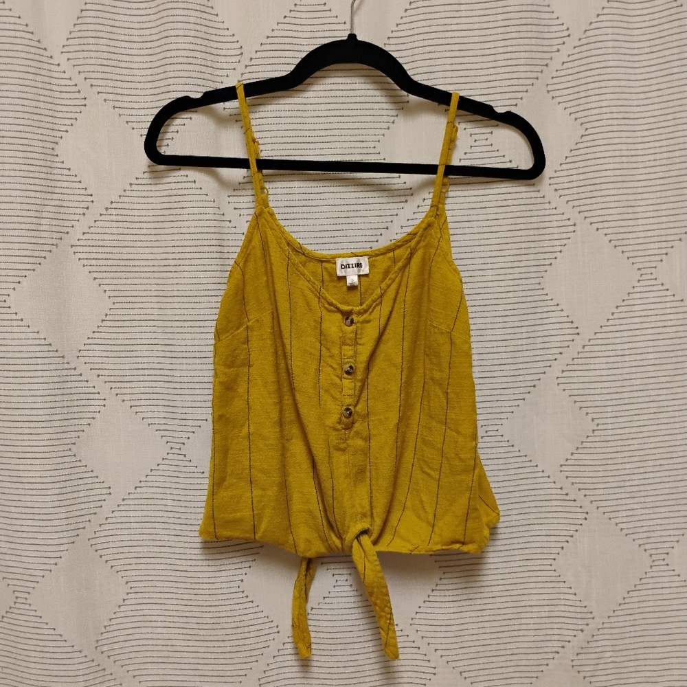 Dizzire Mustard Button-Front Camisole Tie Front Women's Size Small